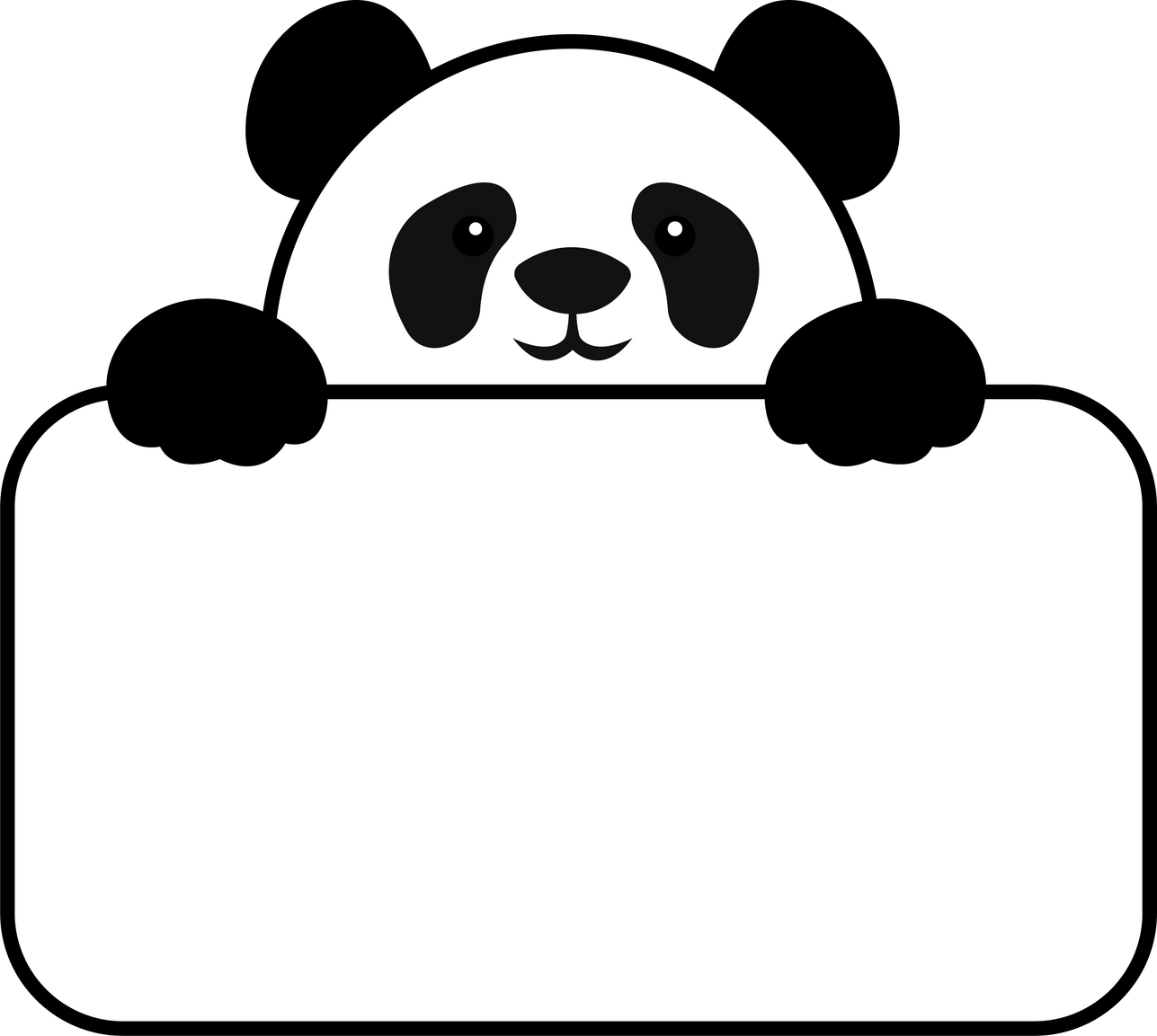 Panda holding blank board